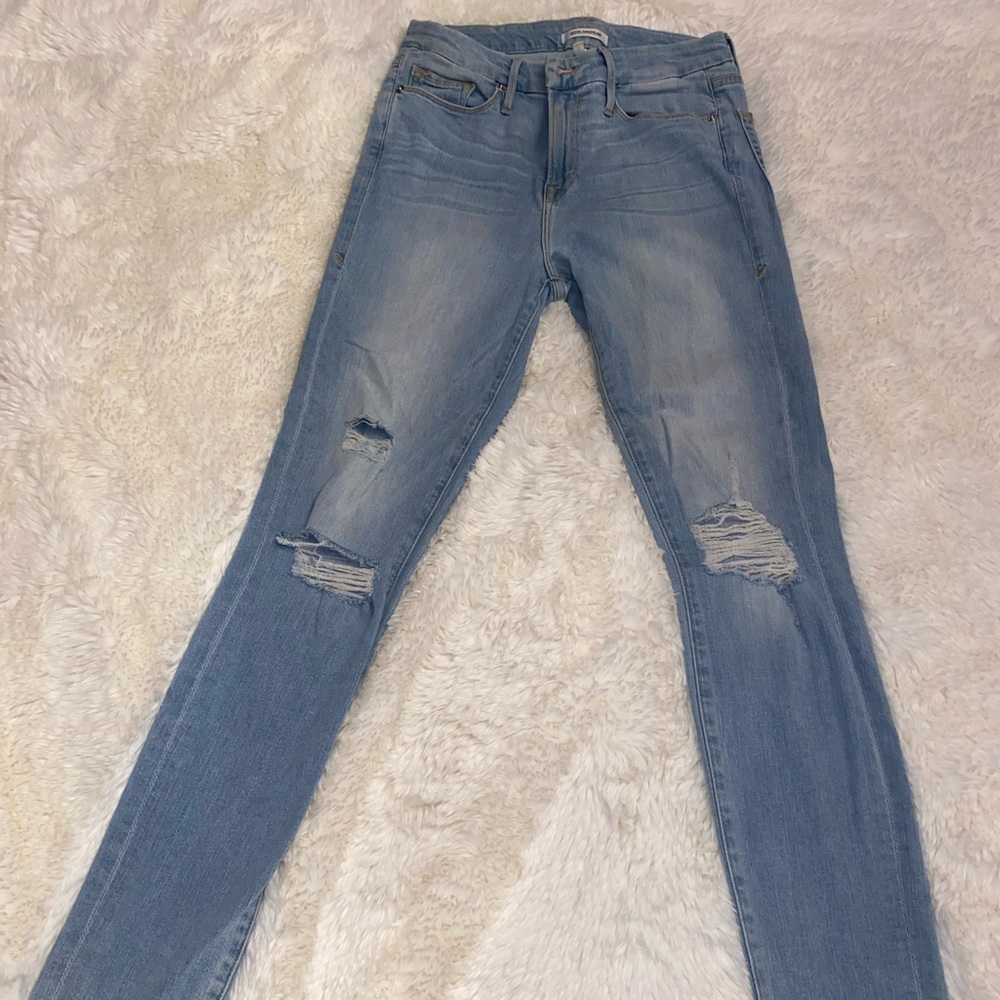 Good American Blue Ripped skinny Jean- good leg size 6/28 - Picture 1 of 3